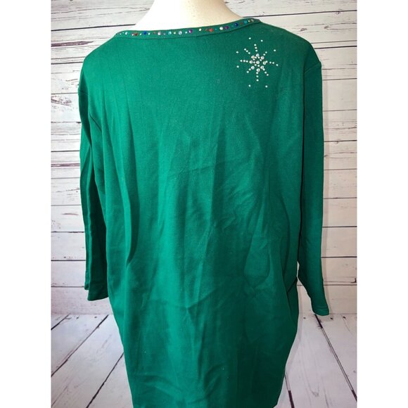 NWOT‎ Quacker Factory Nativity Shirt Plus Size 1X Rhinestones Ugly Christmas top - Picture 9 of 10